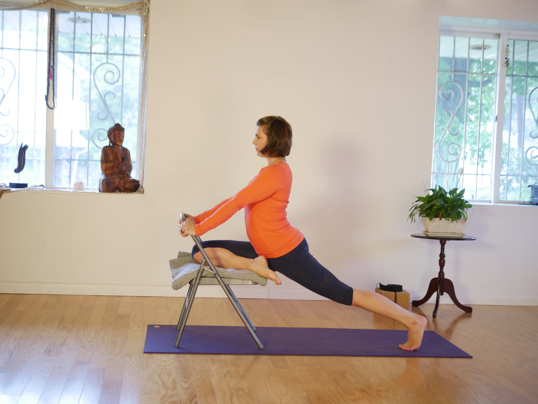 Yoga Selection - Forward Bends, Hips & Glutes. This class features forward  bends, hip opening, and gluteal lengthening poses. A chair is used in many  of the poses to improve spinal lift